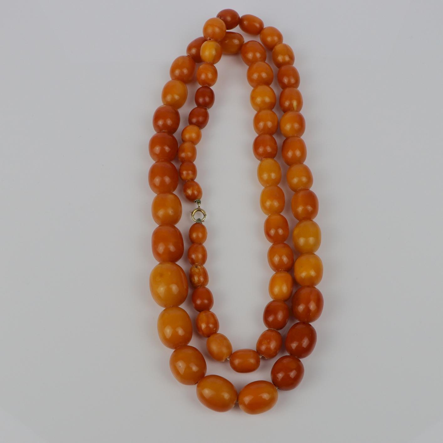 Antique 14K Gold Beeswax Amber Bead Necklace