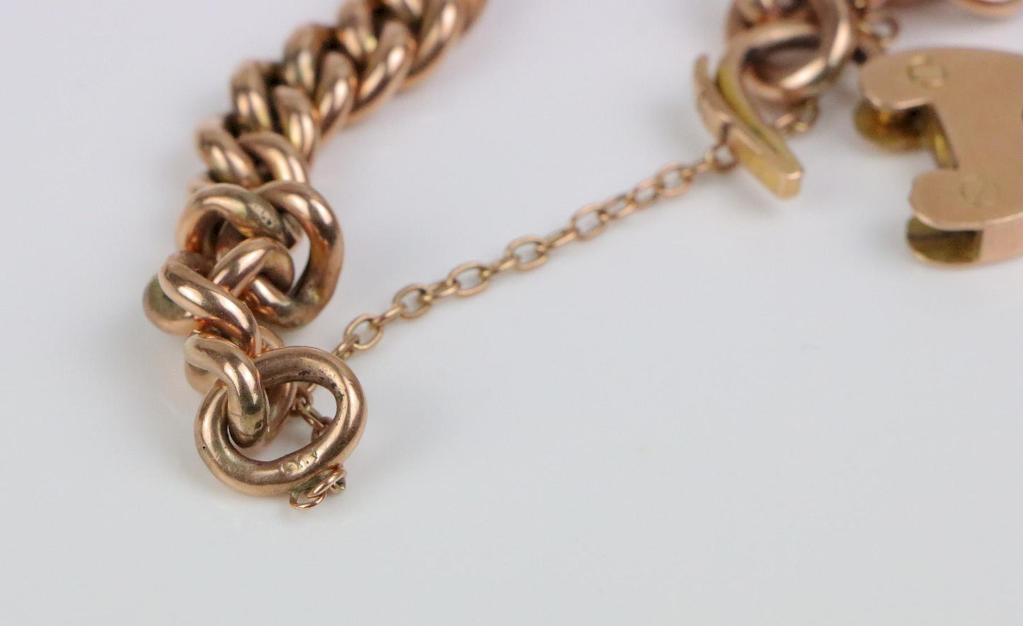 Victorian 9K Gold Heart Lock Bracelet