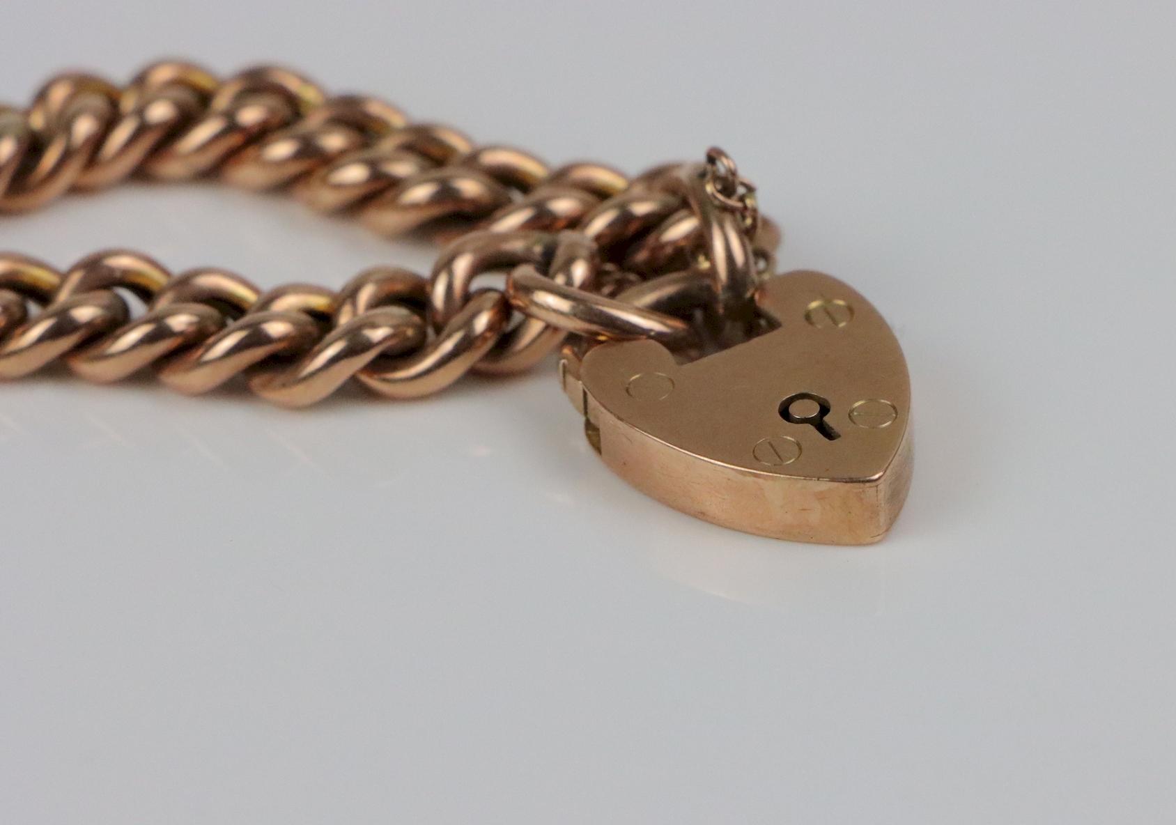 Victorian 9K Gold Heart Lock Bracelet