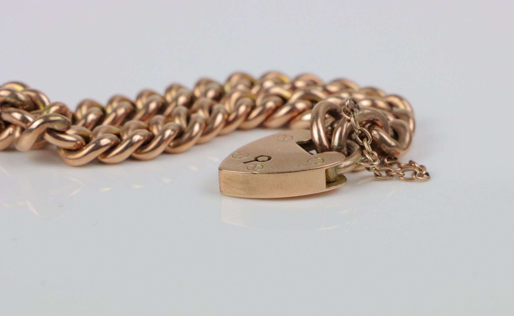 Victorian 9K Gold Heart Lock Bracelet