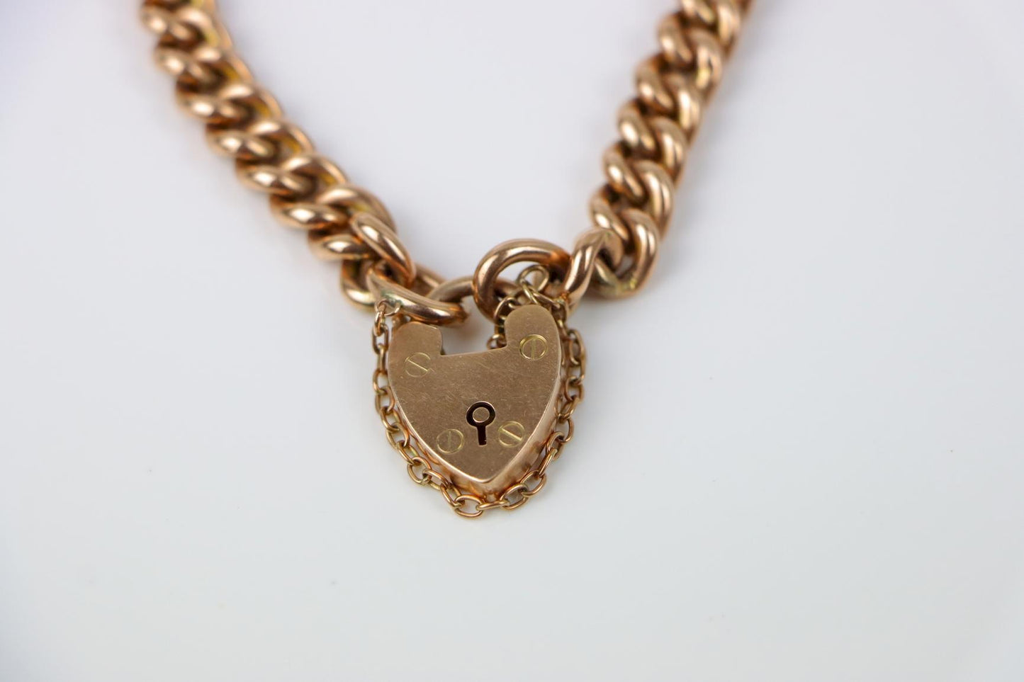 Victorian 9K Gold Heart Lock Bracelet