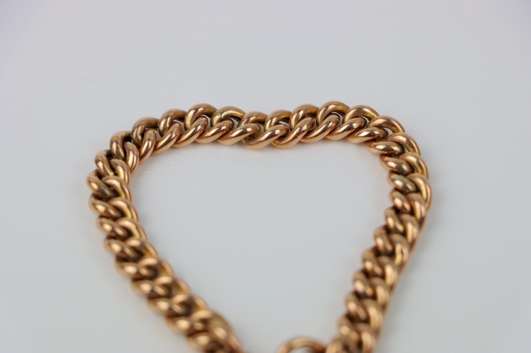 Victorian 9K Gold Heart Lock Bracelet