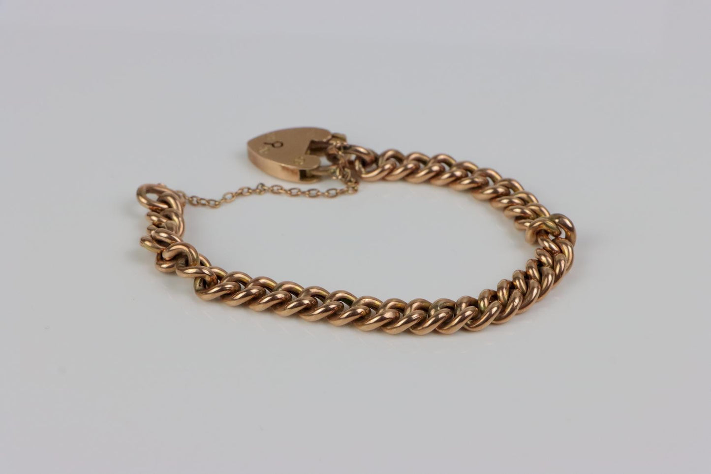 Victorian 9K Gold Heart Lock Bracelet