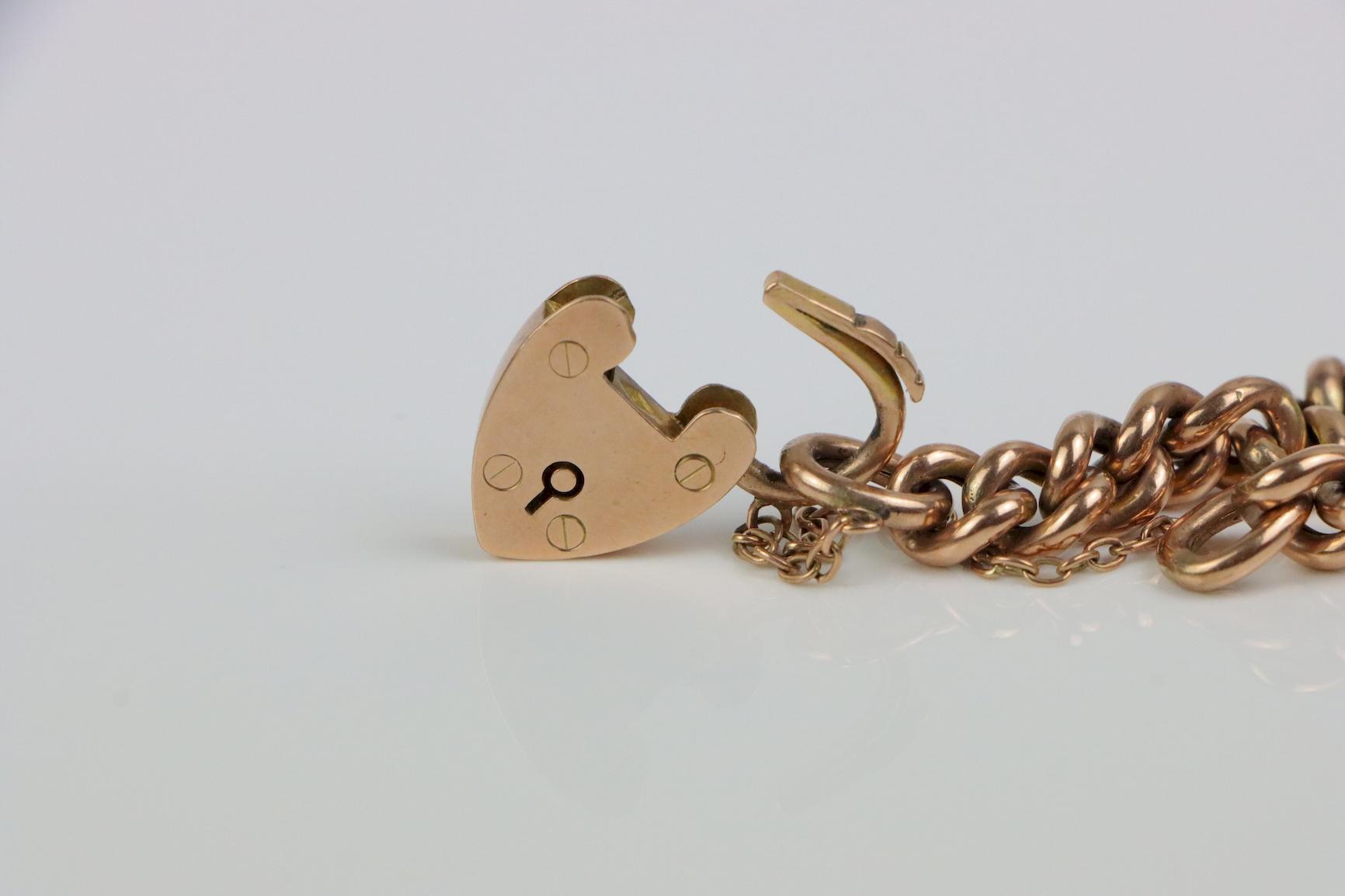 Victorian 9K Gold Heart Lock Bracelet