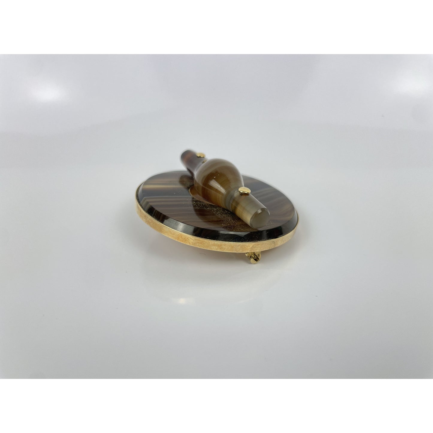 14k Gold Banded Agate Brooch Pin