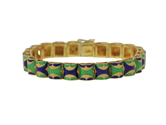 Vintage 18K Gold Enamel Bracelet