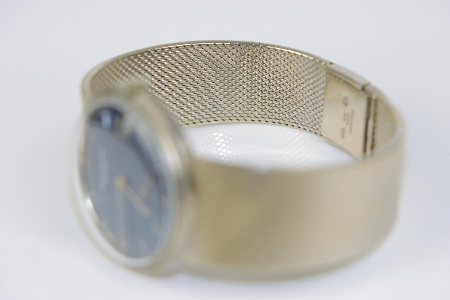 Rare Patek Philippe 18K White Gold Blue Dial Mesh Bracelet Watch CALATRAVA 3445