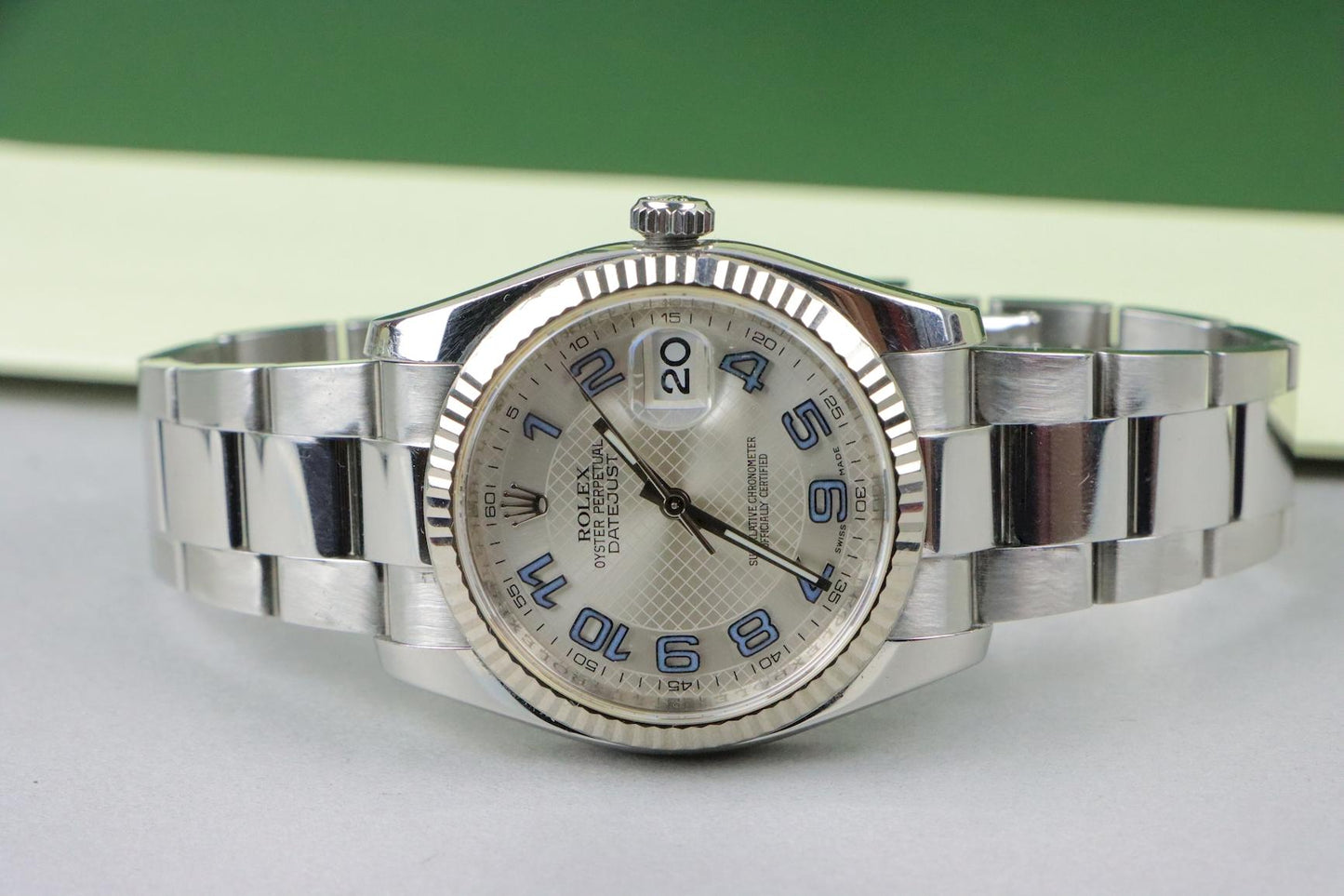 Rolex Datejust 36mm 116234 Blue Arabic Numerals & Silver Concentric Dial - Box+P