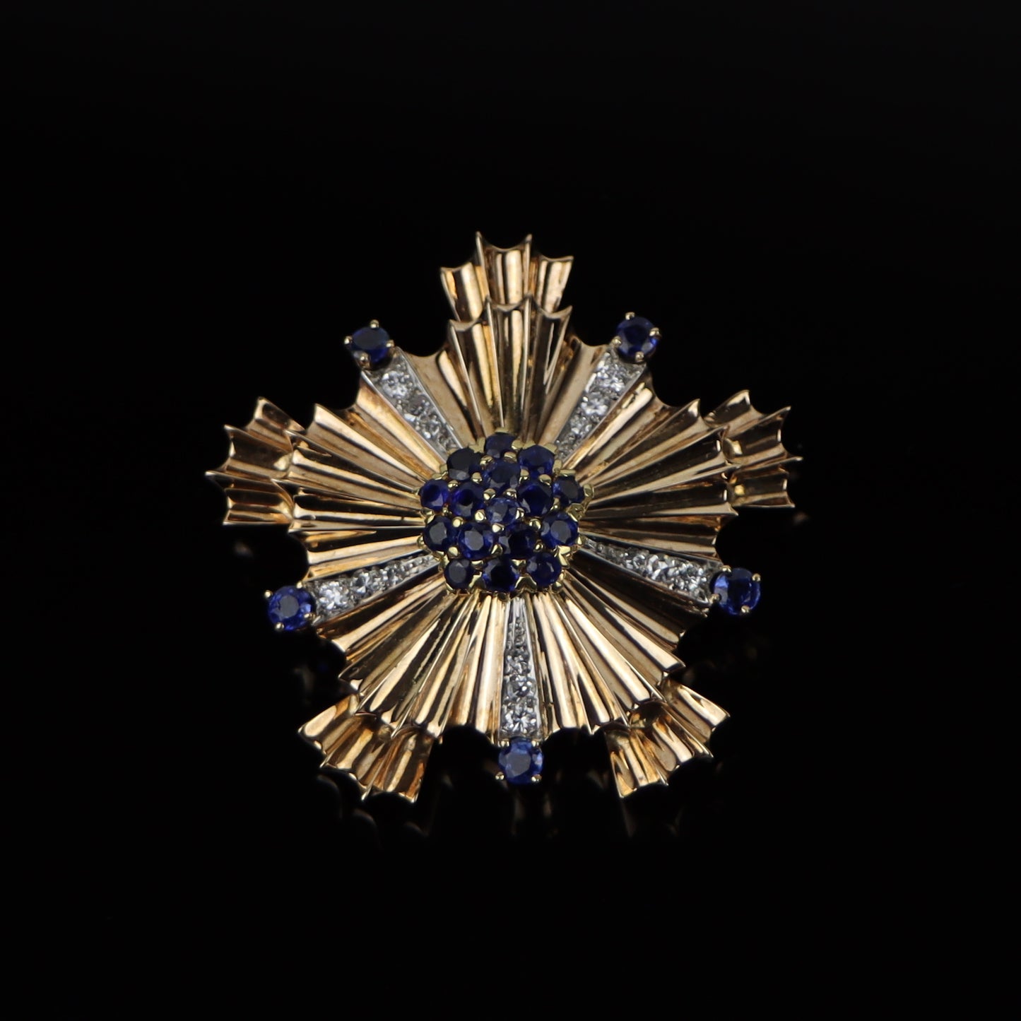 Retro Tiffany & Co. Diamond and Sapphire Starburst Brooch Pin