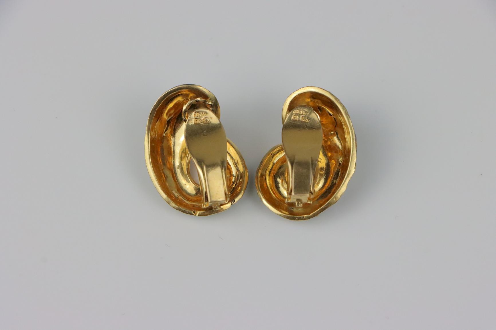 Vintage Enamel 18K Gold Snake Earrings Attrib. Lalaounis