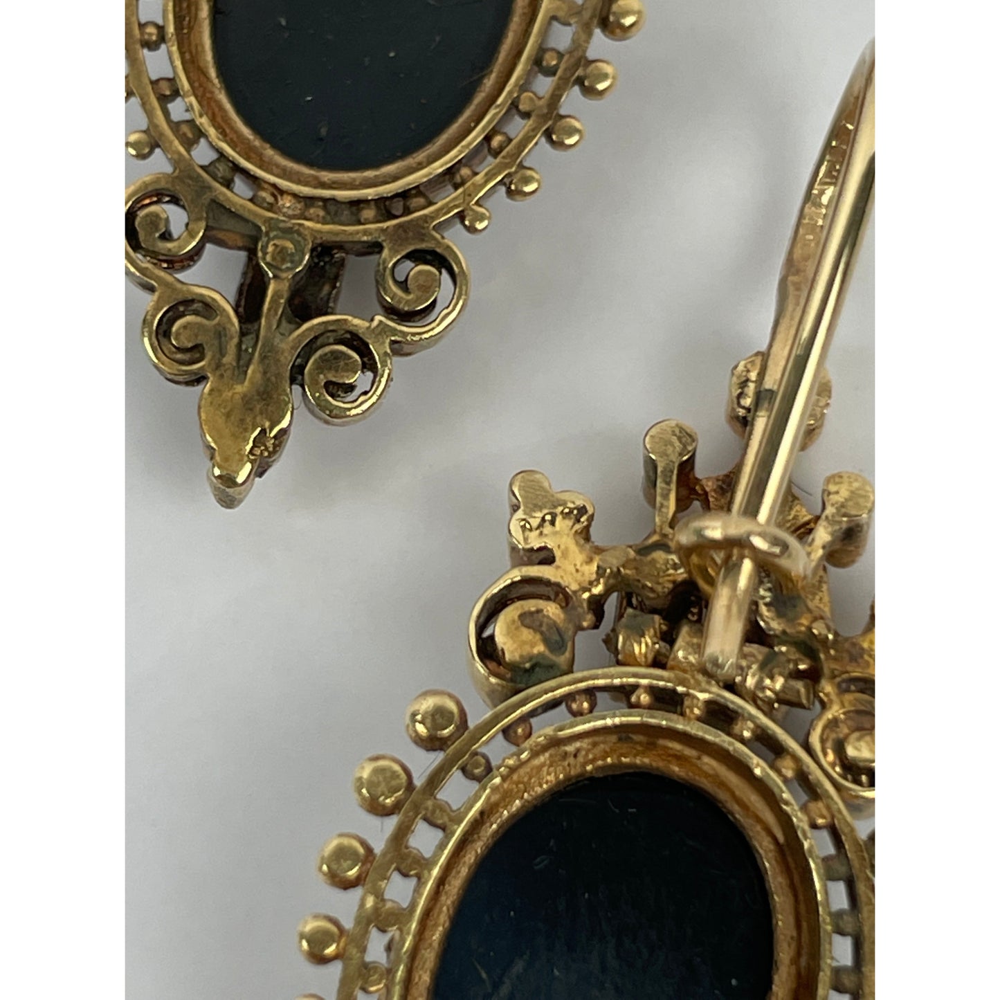 Pair of Victorian 14k Gold Pearl Cameo Earrings