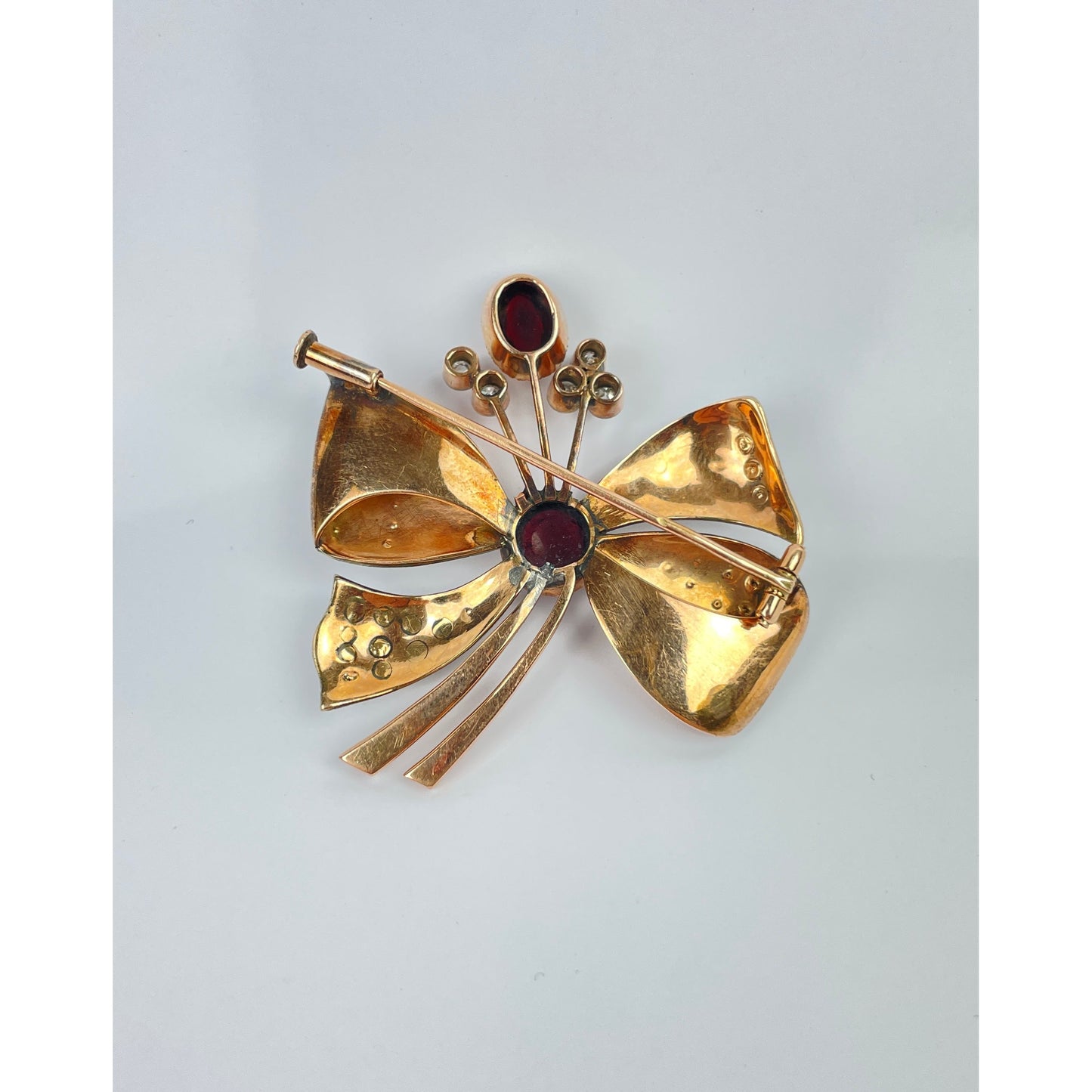 Victorian Seed Pearl Diamond Garnet Brooch