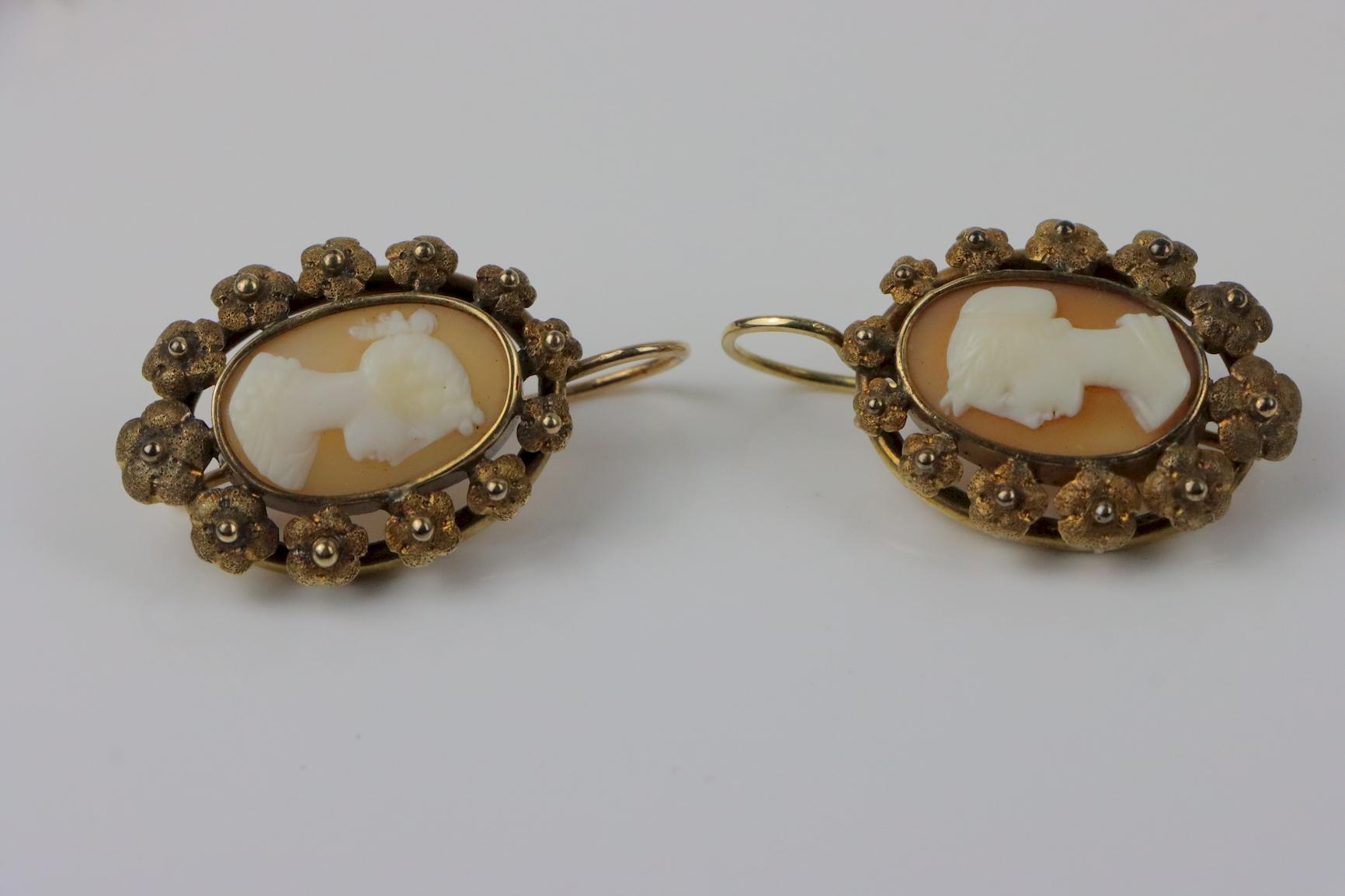 Antique 14K Gold Cameo Set