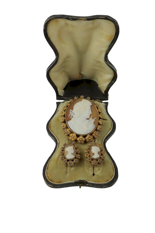 Antique 14K Gold Cameo Set