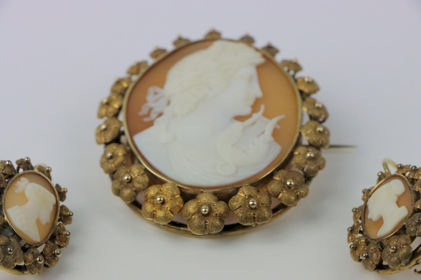 Antique 14K Gold Cameo Set