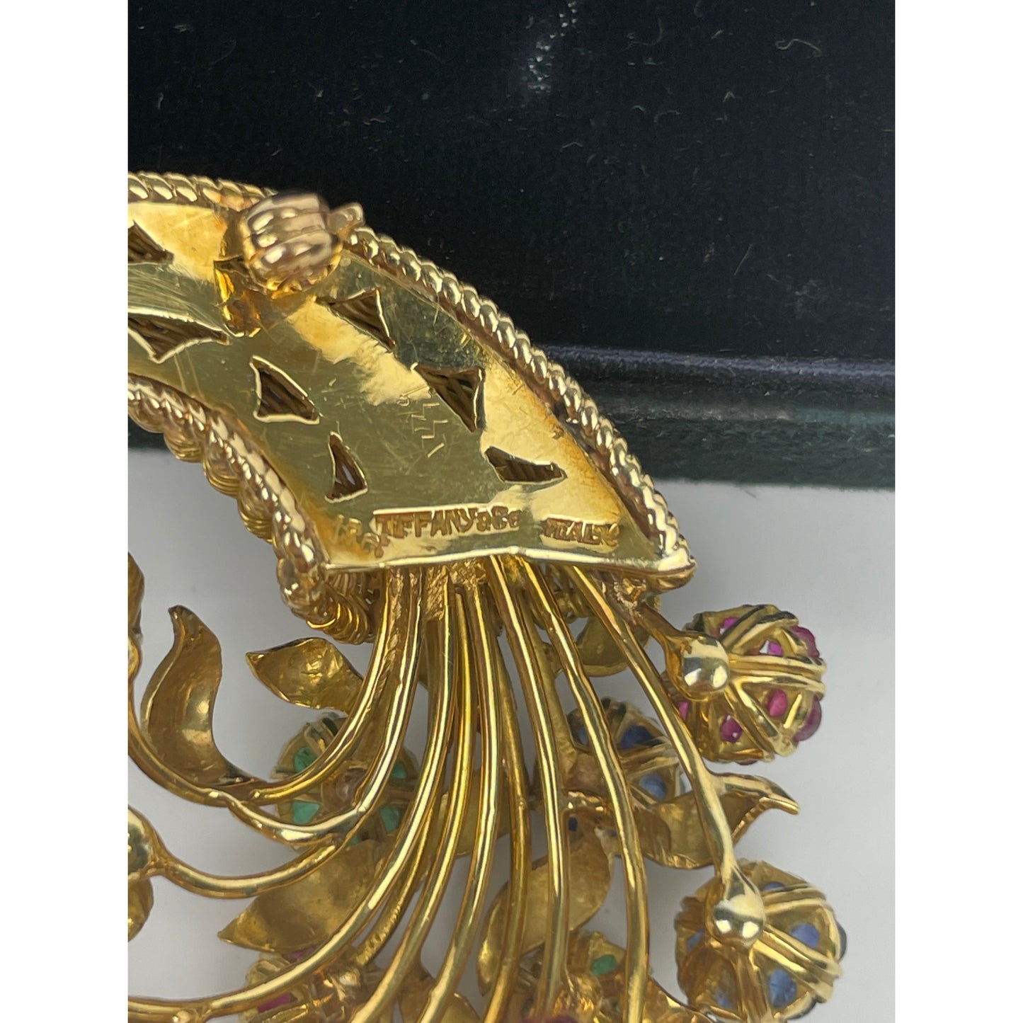Retro Tiffany & Co. En Tremblant Gem Set Gold Brooch Pin
