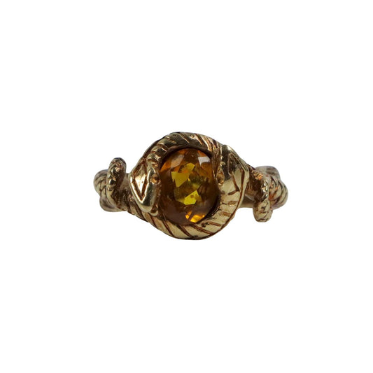 Vintage 18K Gold Citrine Snake Ring