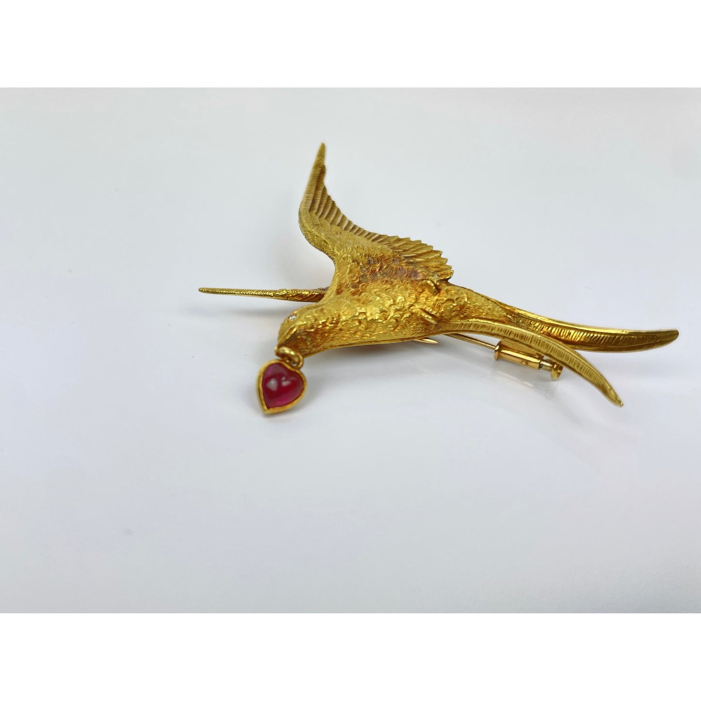 Tiffany & Co. France 20kt Gold Ruby Brooch Pin