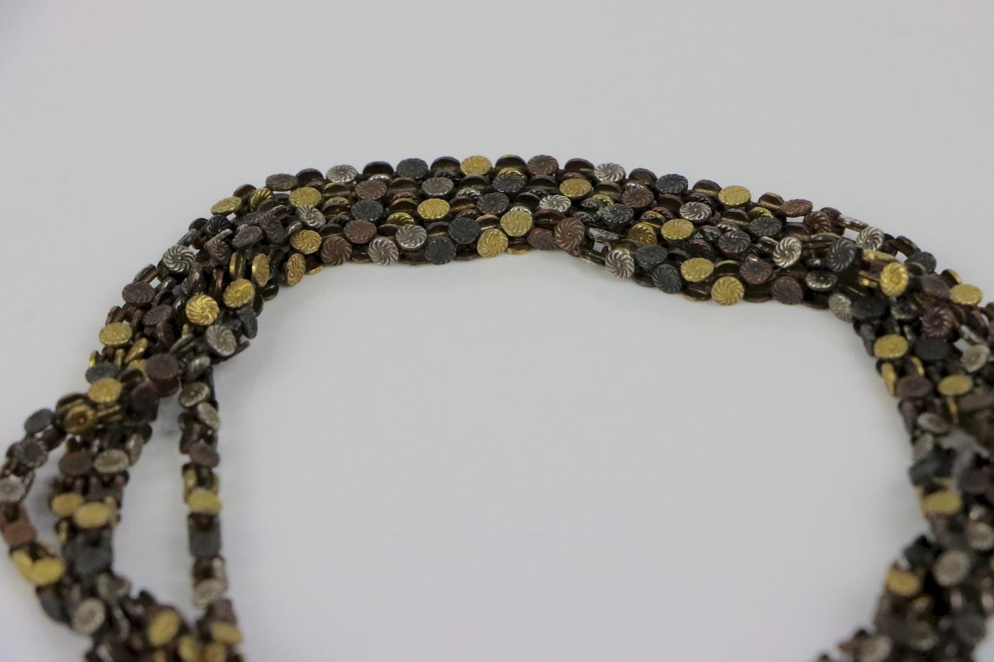 A Very Rare Antique Mixed Metal Shakudo Long Chain Necklace Meji Period