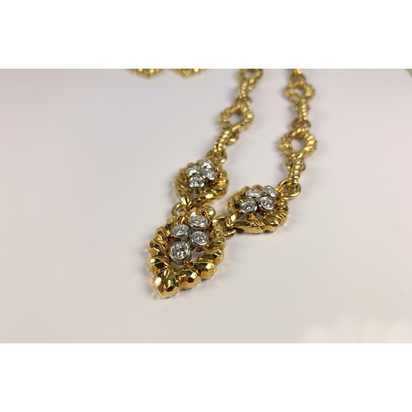 David Webb 18k Gold Diamond Necklace & Earrings Set