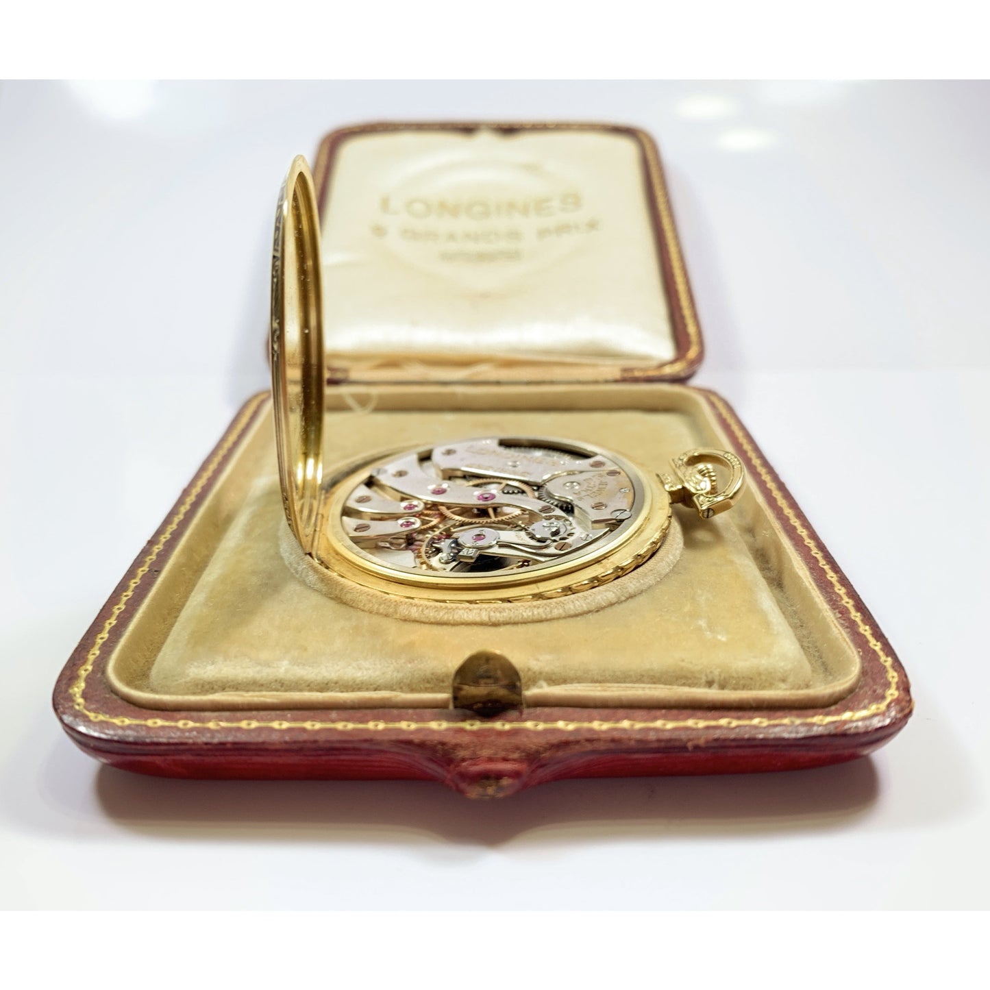 Mint Longines 9 Grand Prix 14k Gold Enamel Pocket Watch ORIGINAL CASE