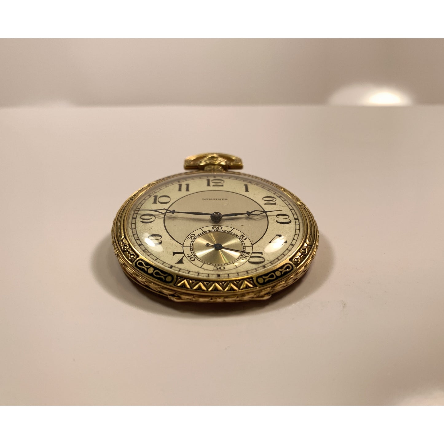 Mint Longines 9 Grand Prix 14k Gold Enamel Pocket Watch ORIGINAL CASE