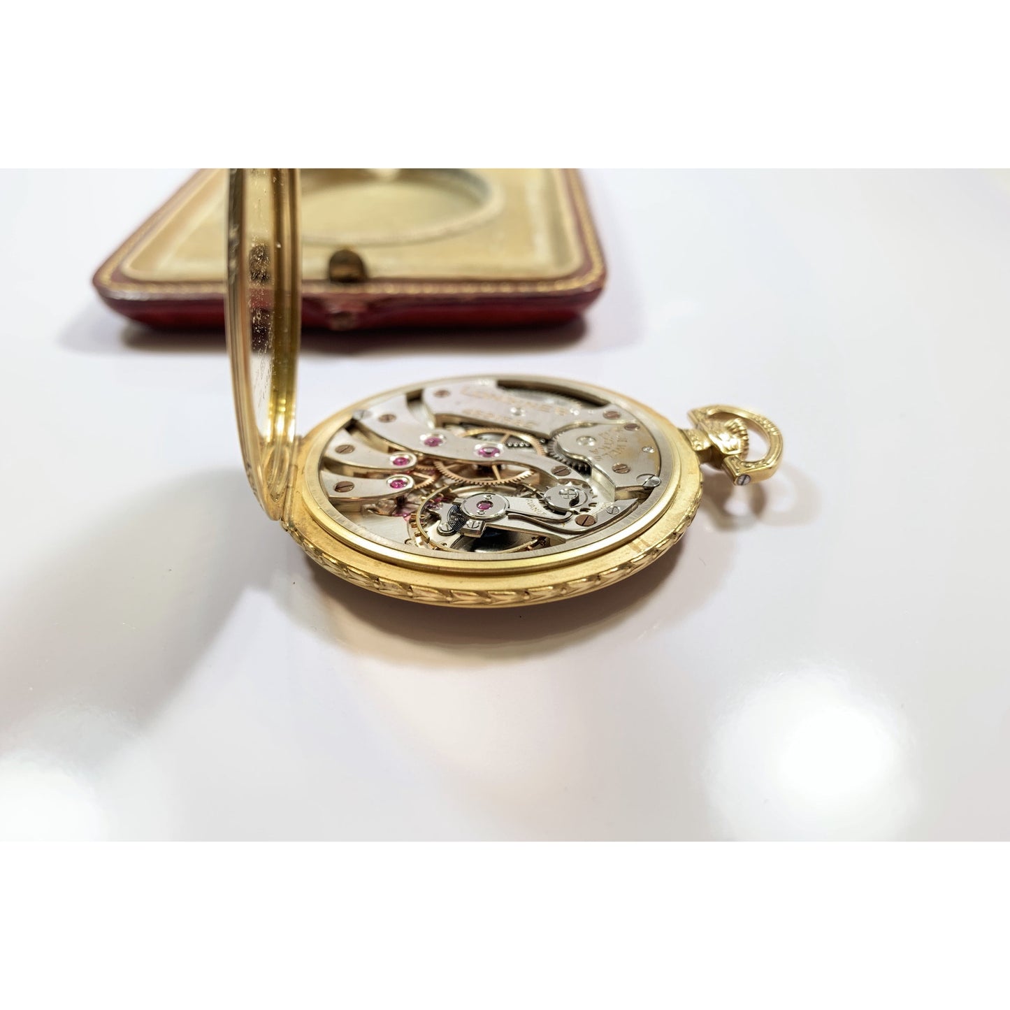 Mint Longines 9 Grand Prix 14k Gold Enamel Pocket Watch ORIGINAL CASE