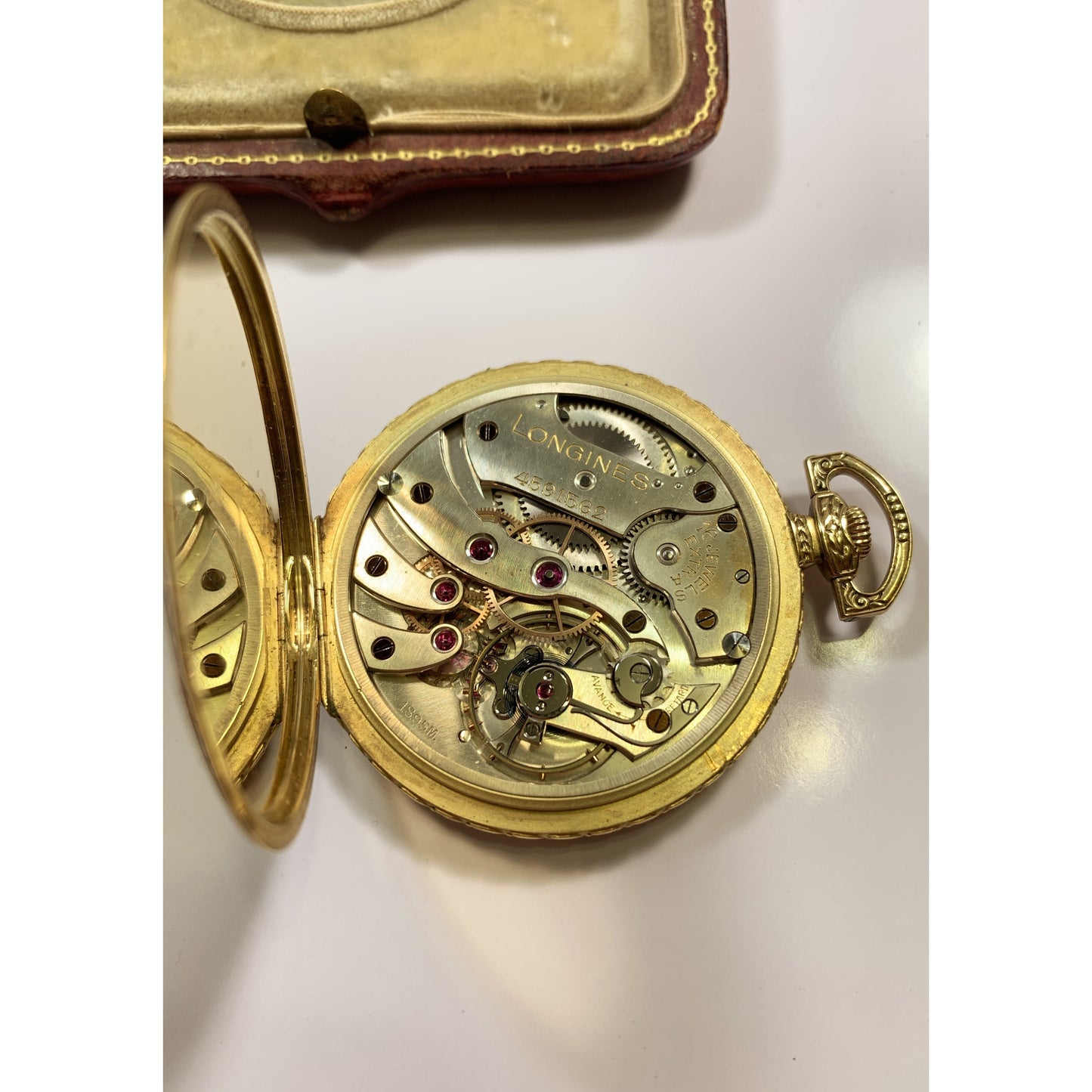 Mint Longines 9 Grand Prix 14k Gold Enamel Pocket Watch ORIGINAL CASE