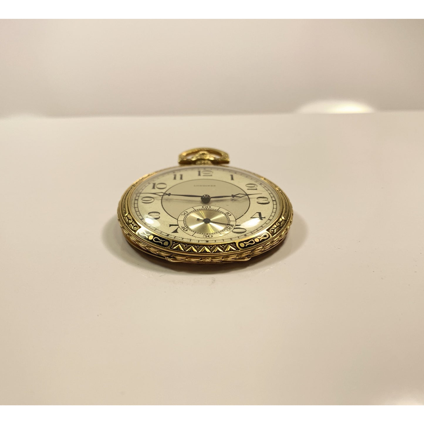 Mint Longines 9 Grand Prix 14k Gold Enamel Pocket Watch ORIGINAL CASE