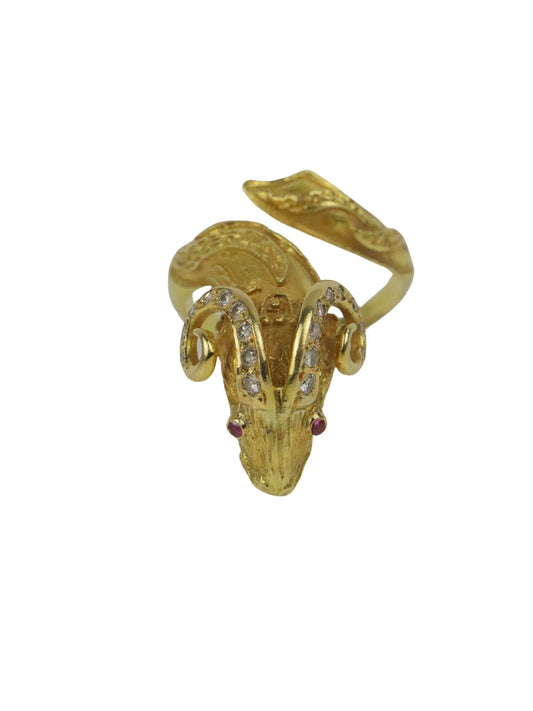 Vintage Greek 18K Gold Ram Ring Attrib. Zolotas