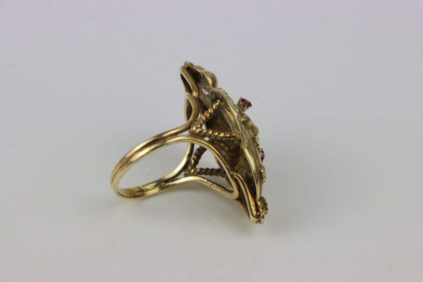 Victorian 14K Gold Ruby Enamel Ring