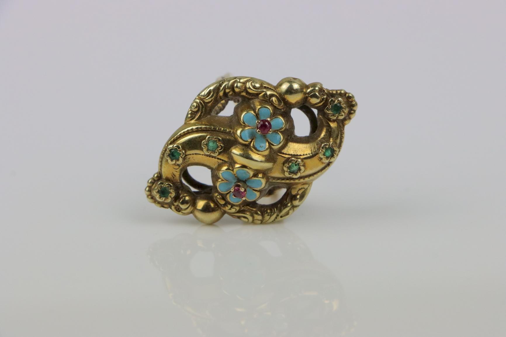 Victorian 14K Gold Ruby Enamel Ring