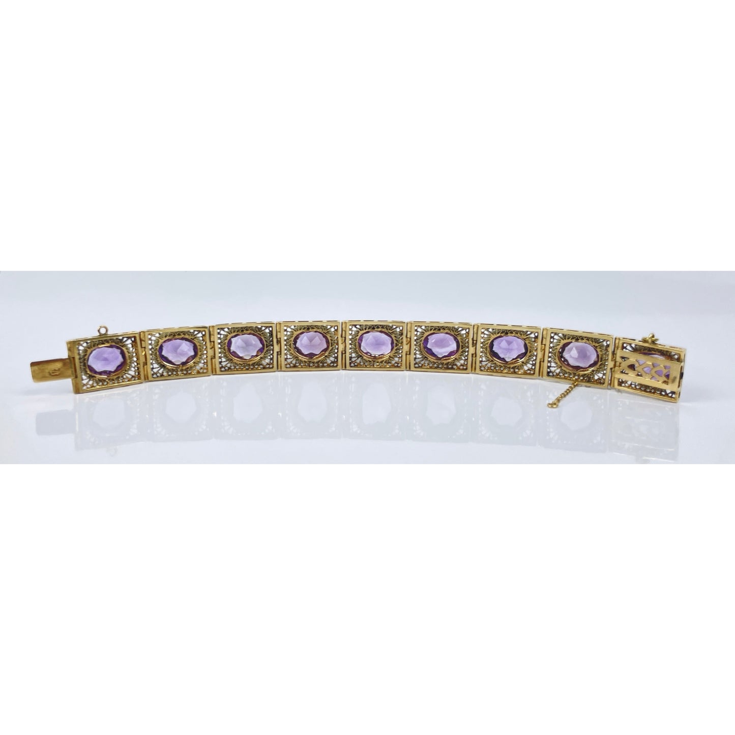 Vintage 14k Gold Seed Pearl Amethyst Bracelet