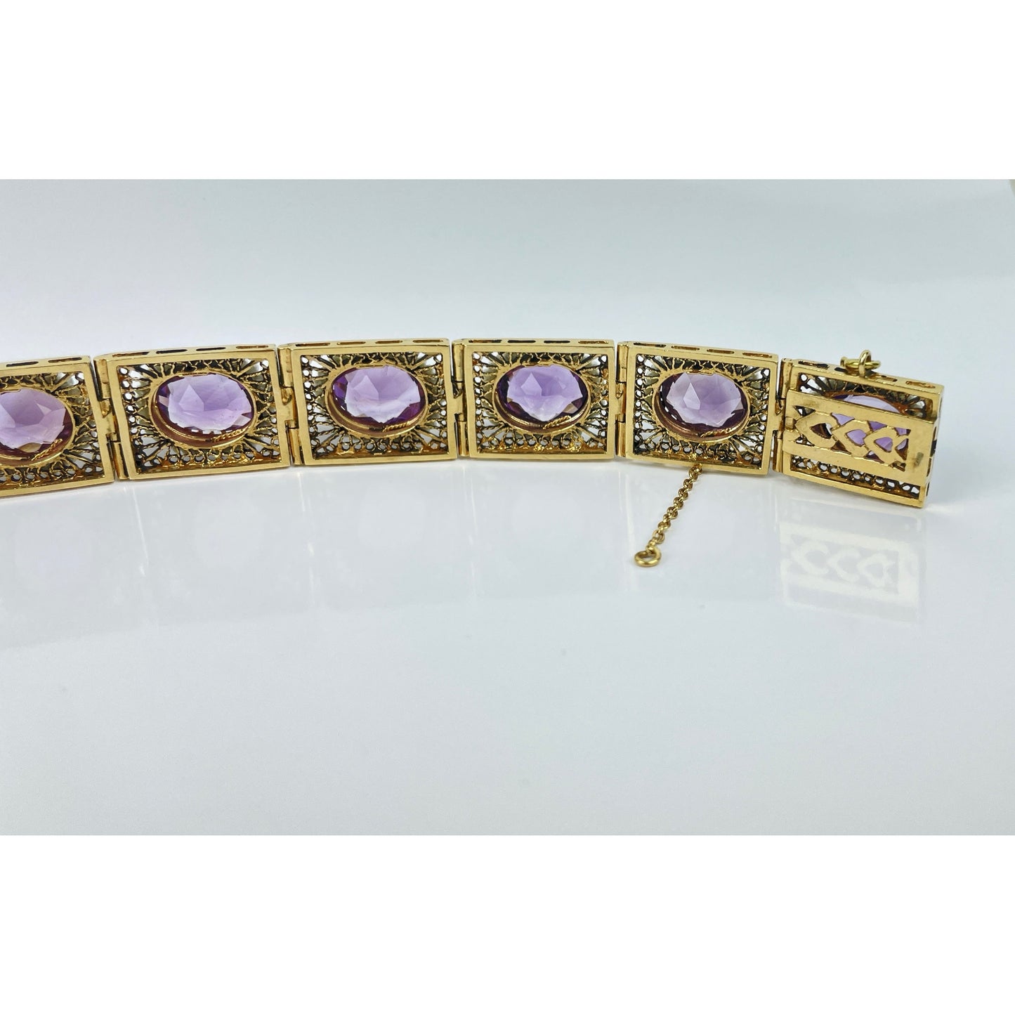 Vintage 14k Gold Seed Pearl Amethyst Bracelet