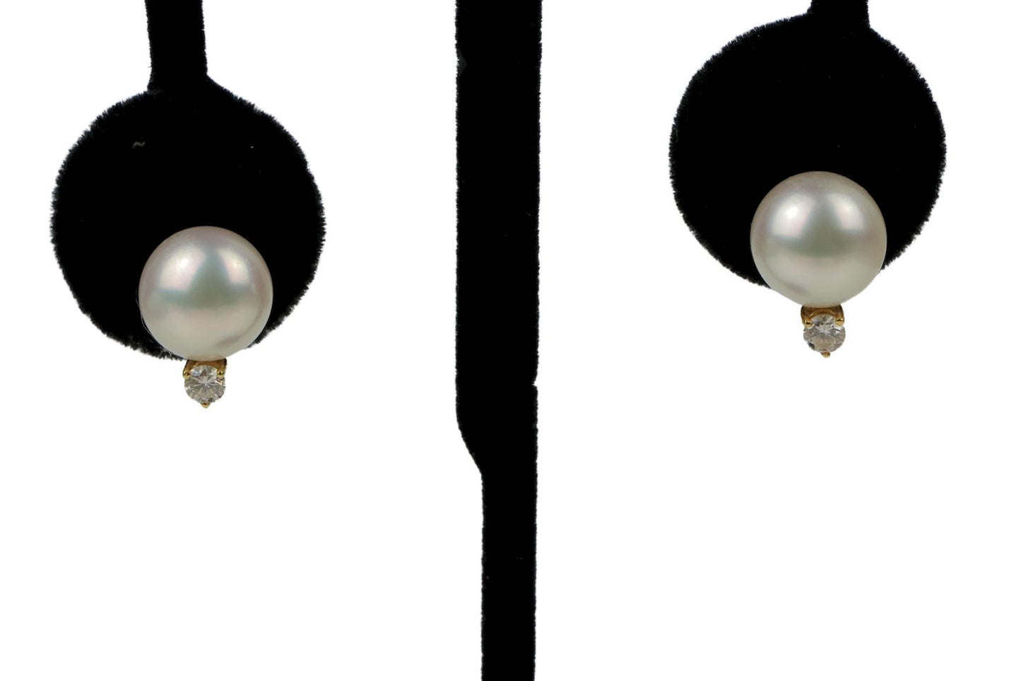 18K Gold Mikimoto Pearl Diamond Earrings