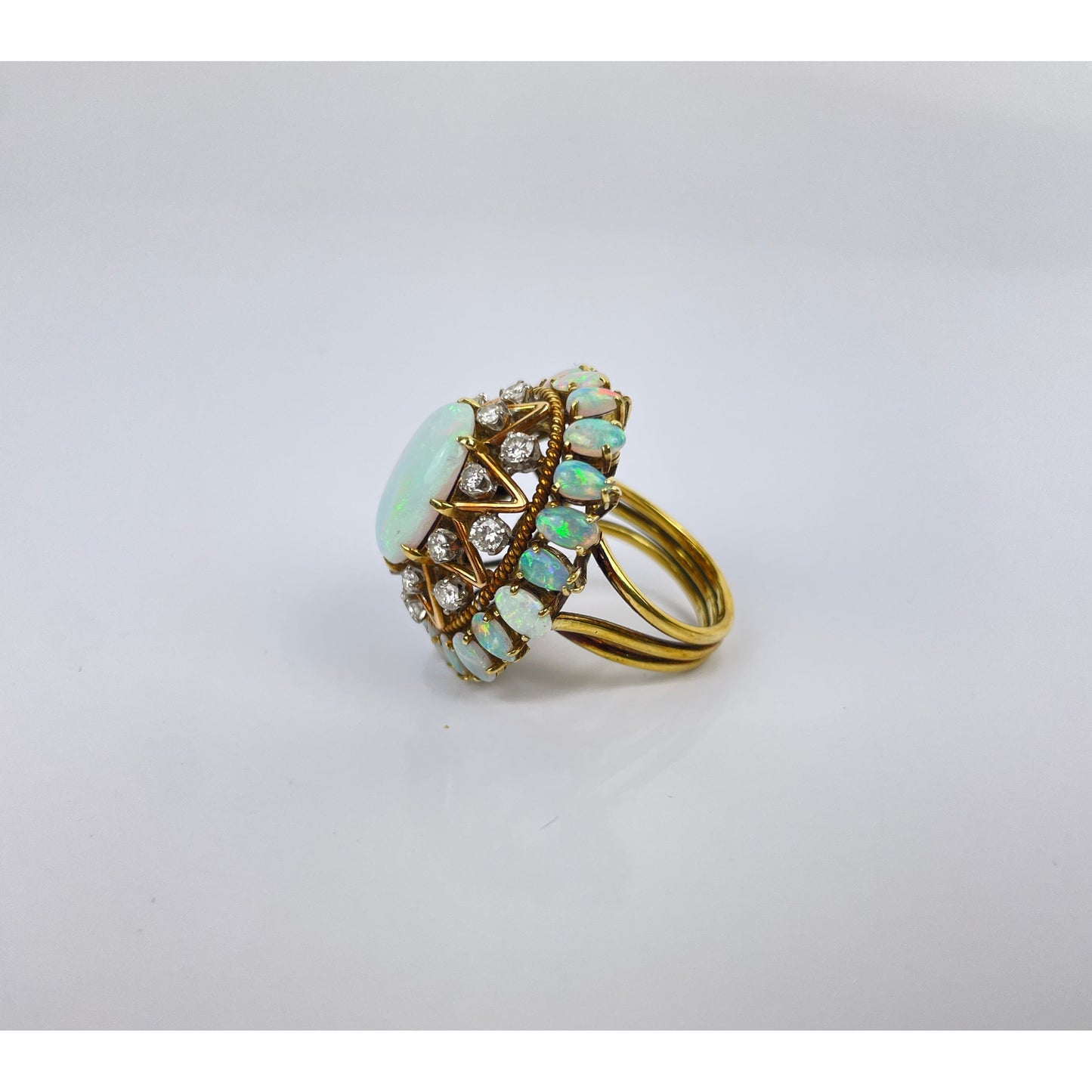 14k Gold Opal Diamond Ring