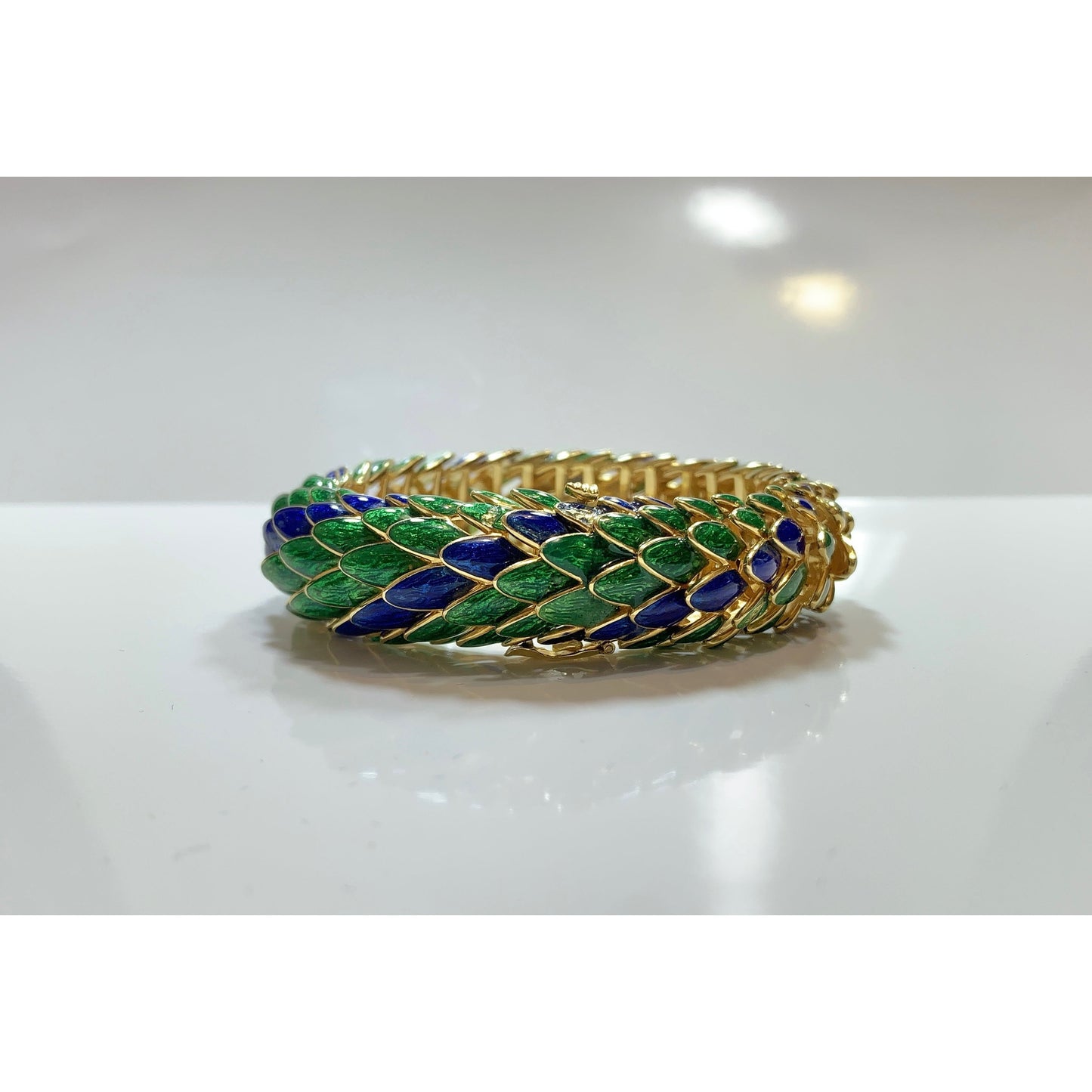 Rare & Vintage David Webb Two Tone Enamel 18 kt Gold Snake Bracelet