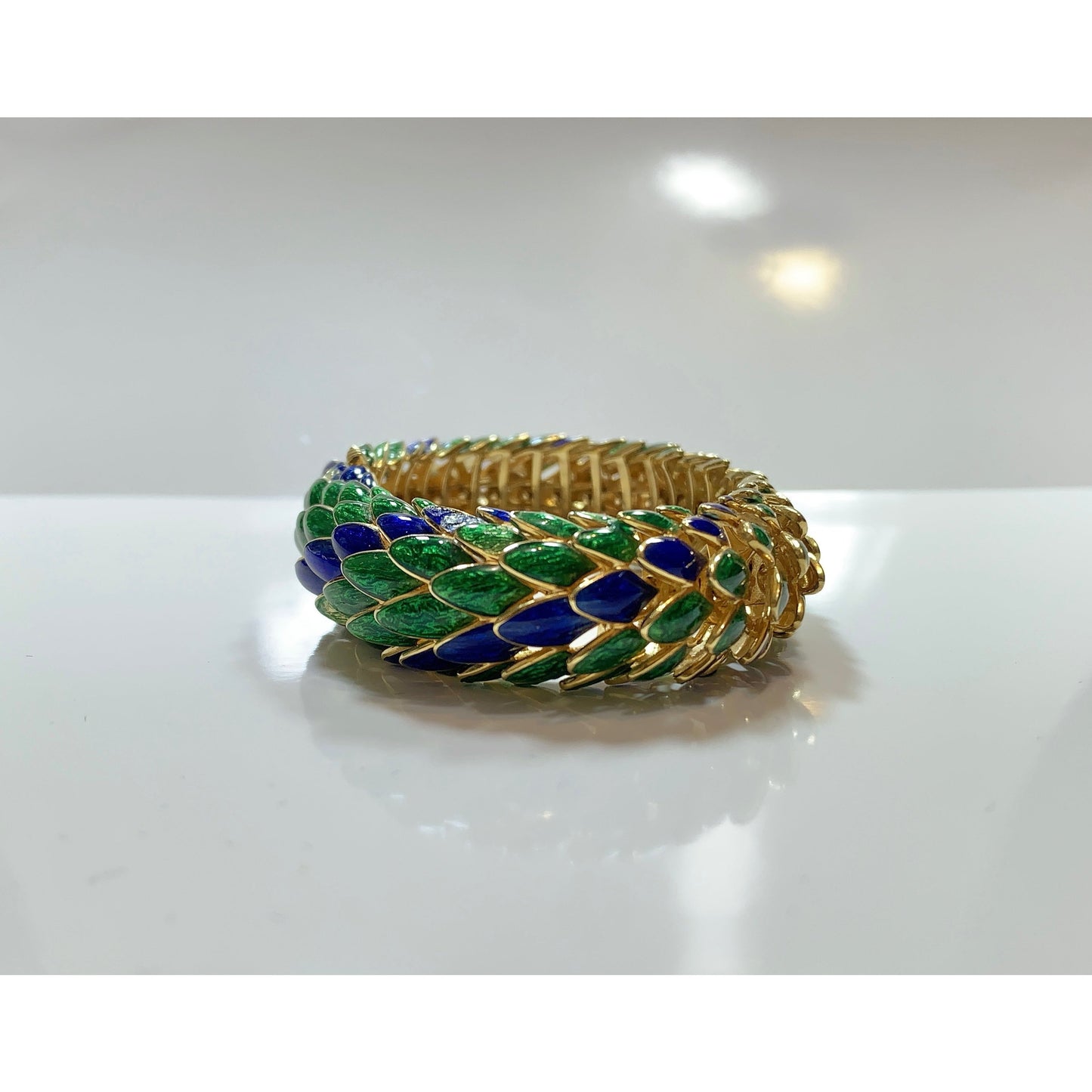 Rare & Vintage David Webb Two Tone Enamel 18 kt Gold Snake Bracelet