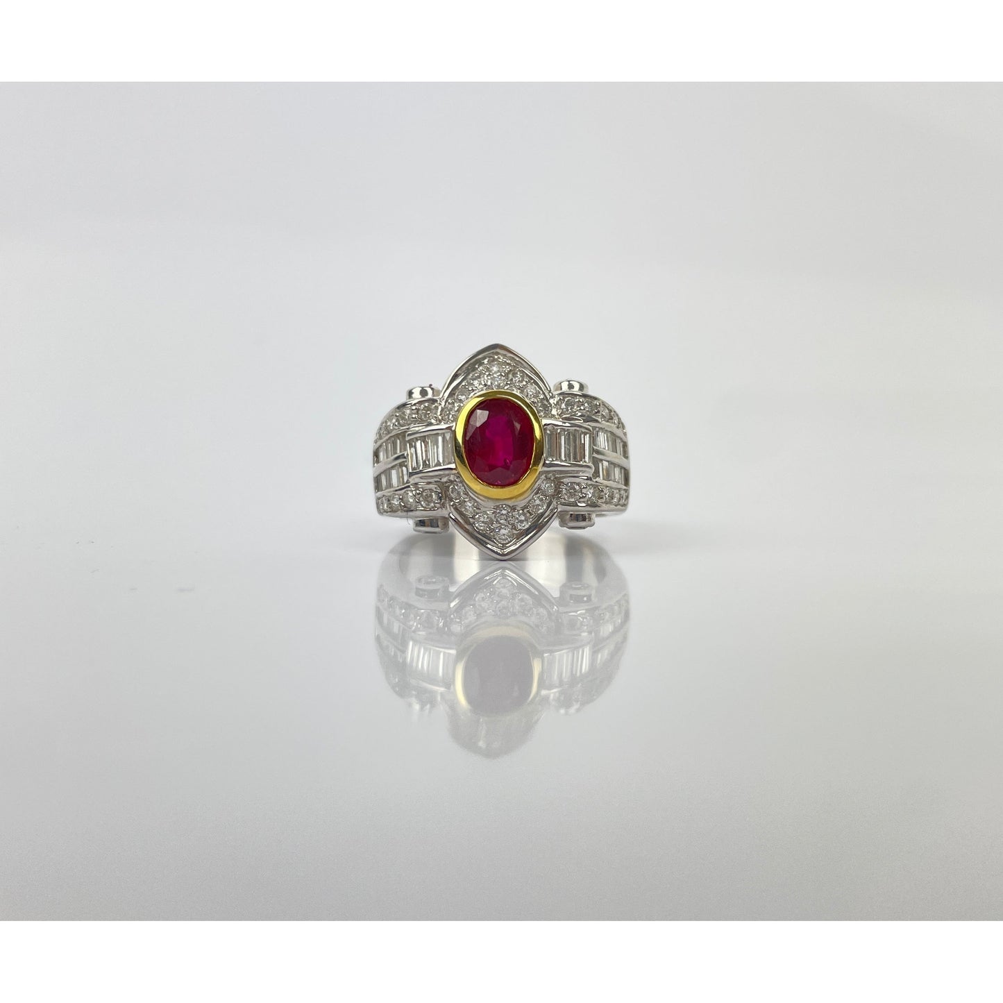 GIA Certified Unheated Red Ruby Diamond Ring