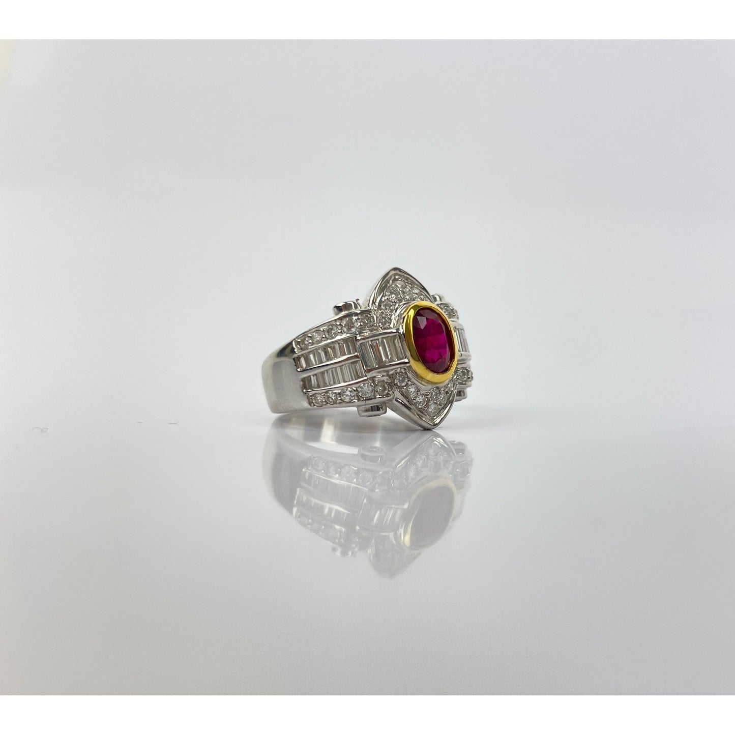 GIA Certified Unheated Red Ruby Diamond Ring