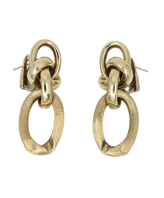 Vintage 18K Gold Circle Link Dangling Earrings