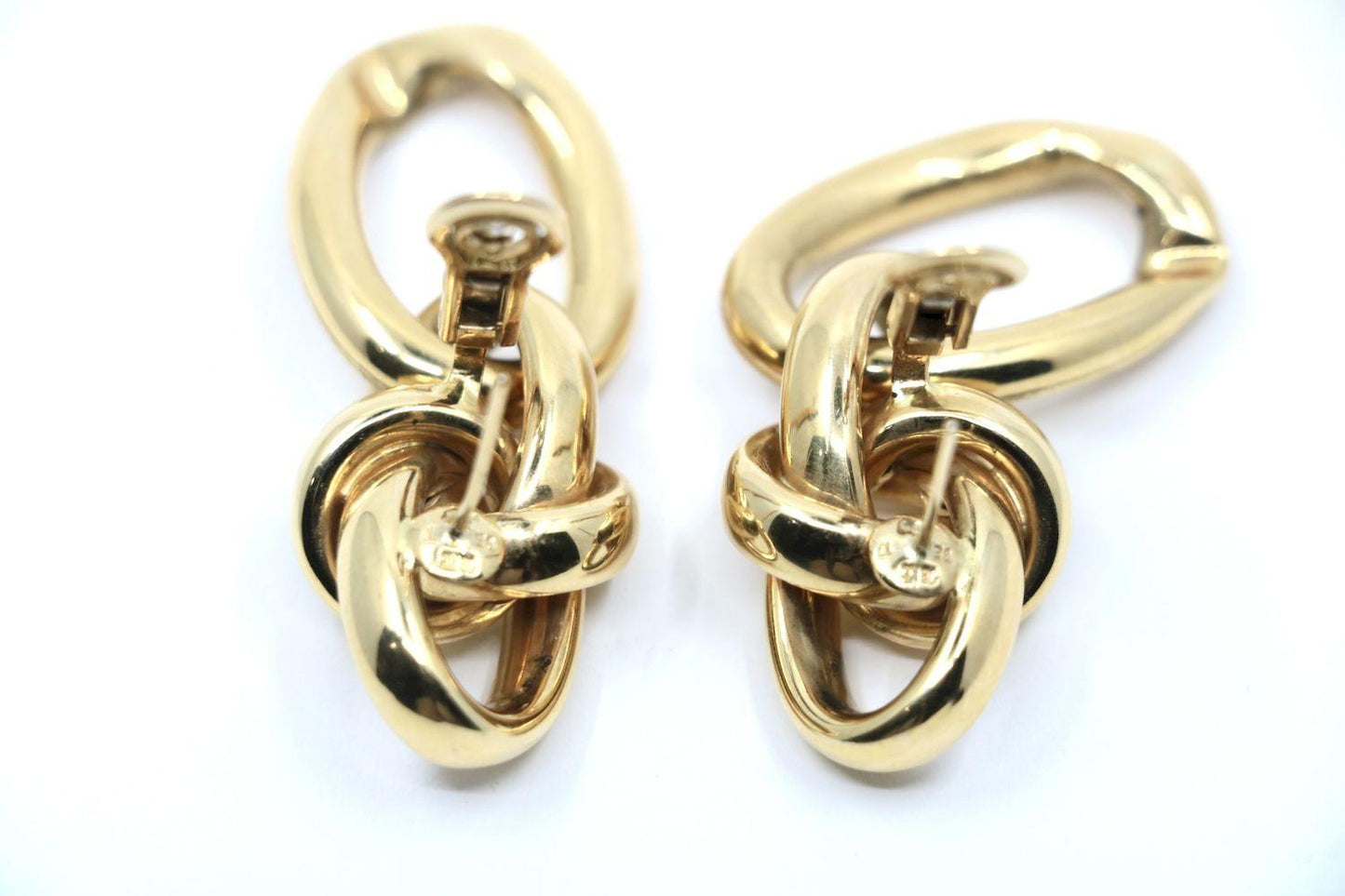Vintage 18K Gold Circle Link Dangling Earrings