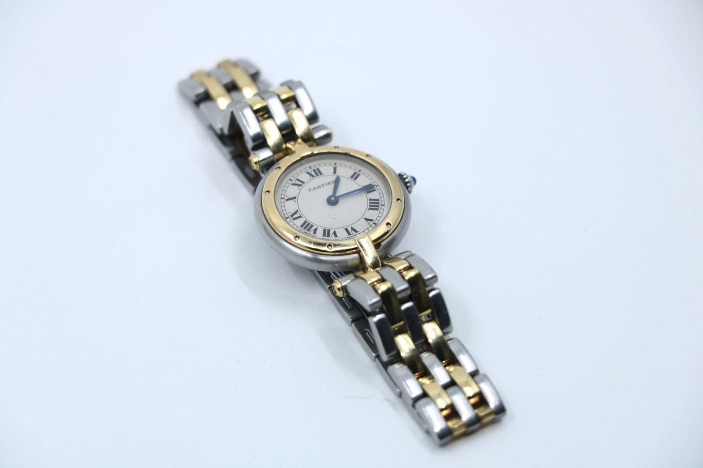 Vintage Cartier Panthere Round 18K Gold Silver Quartz Women's Watch