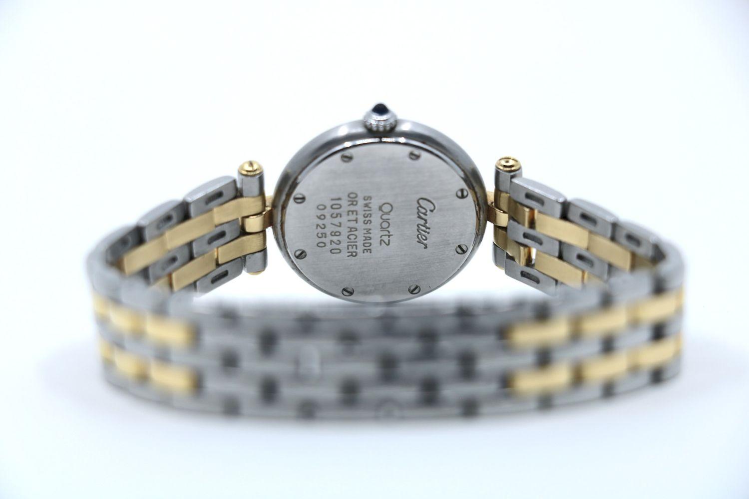 Vintage Cartier Panthere Round 18K Gold Silver Quartz Women's Watch