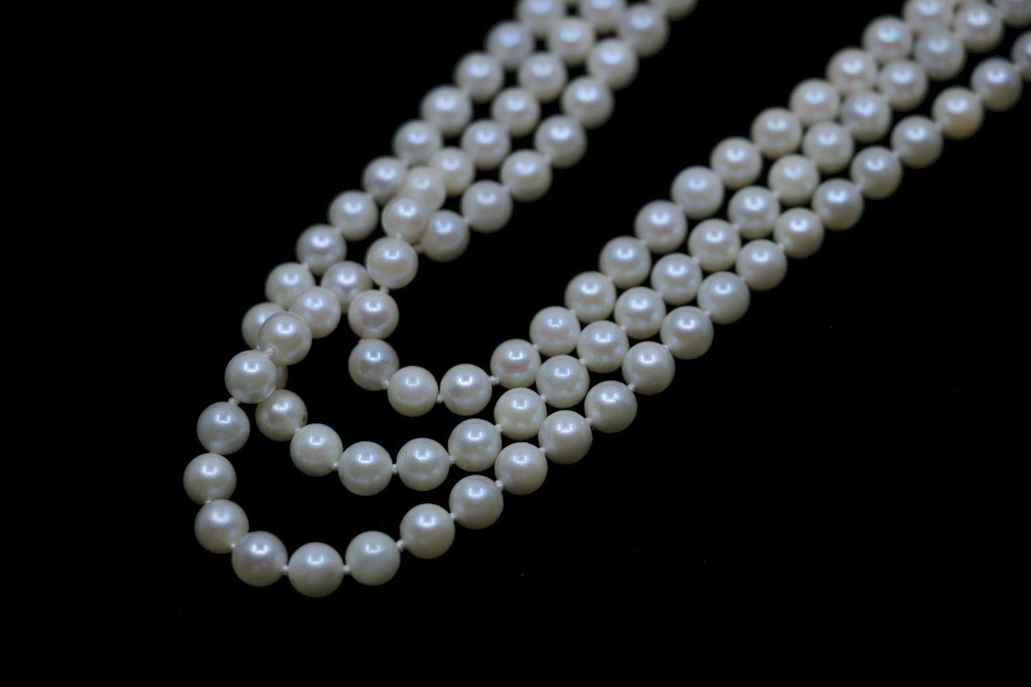 Vintage 14K White Gold Diamond Muti-Stand Pearl Necklace