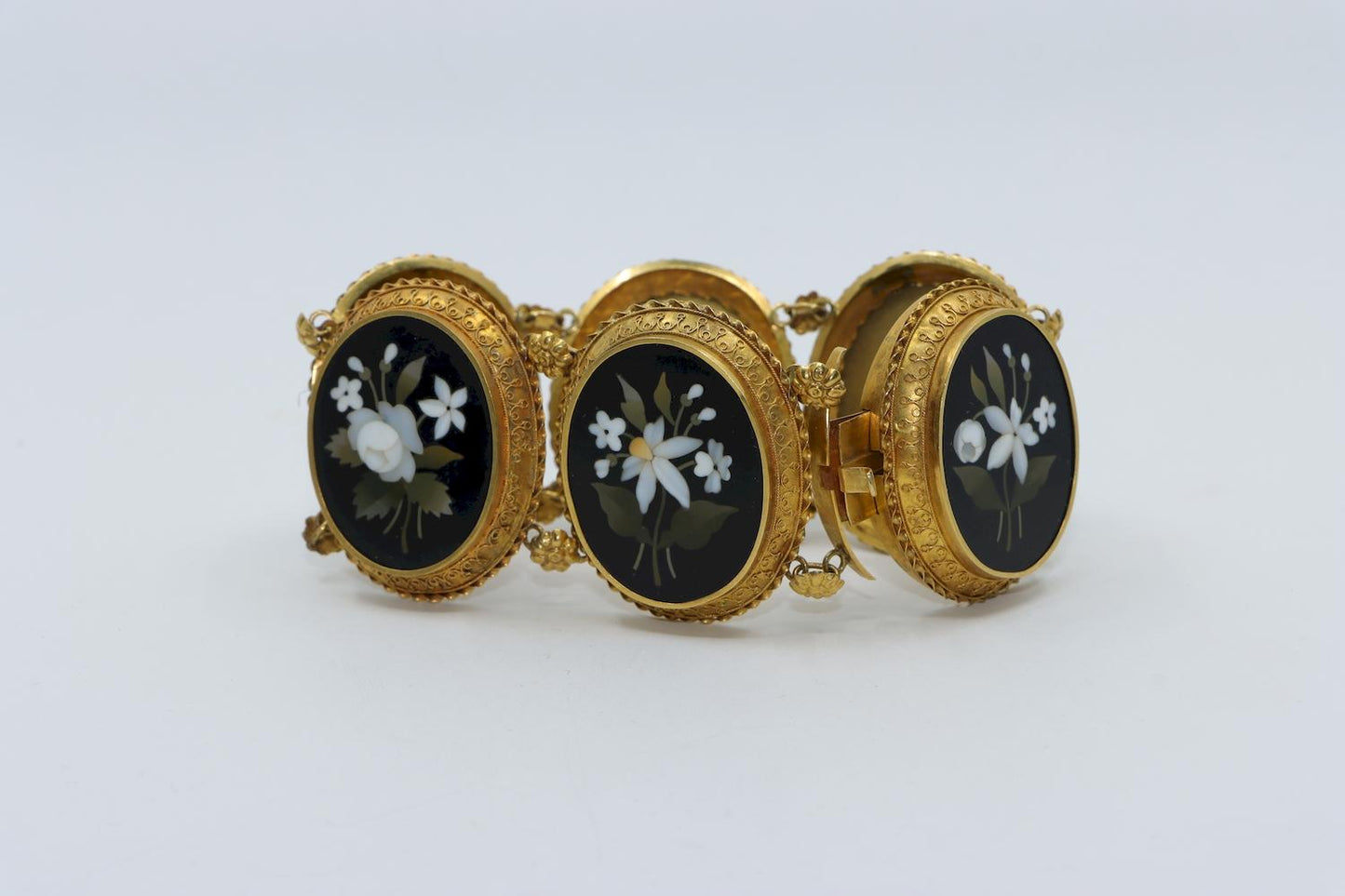 Victorian 18K Gold Pietra Dura Bracelet