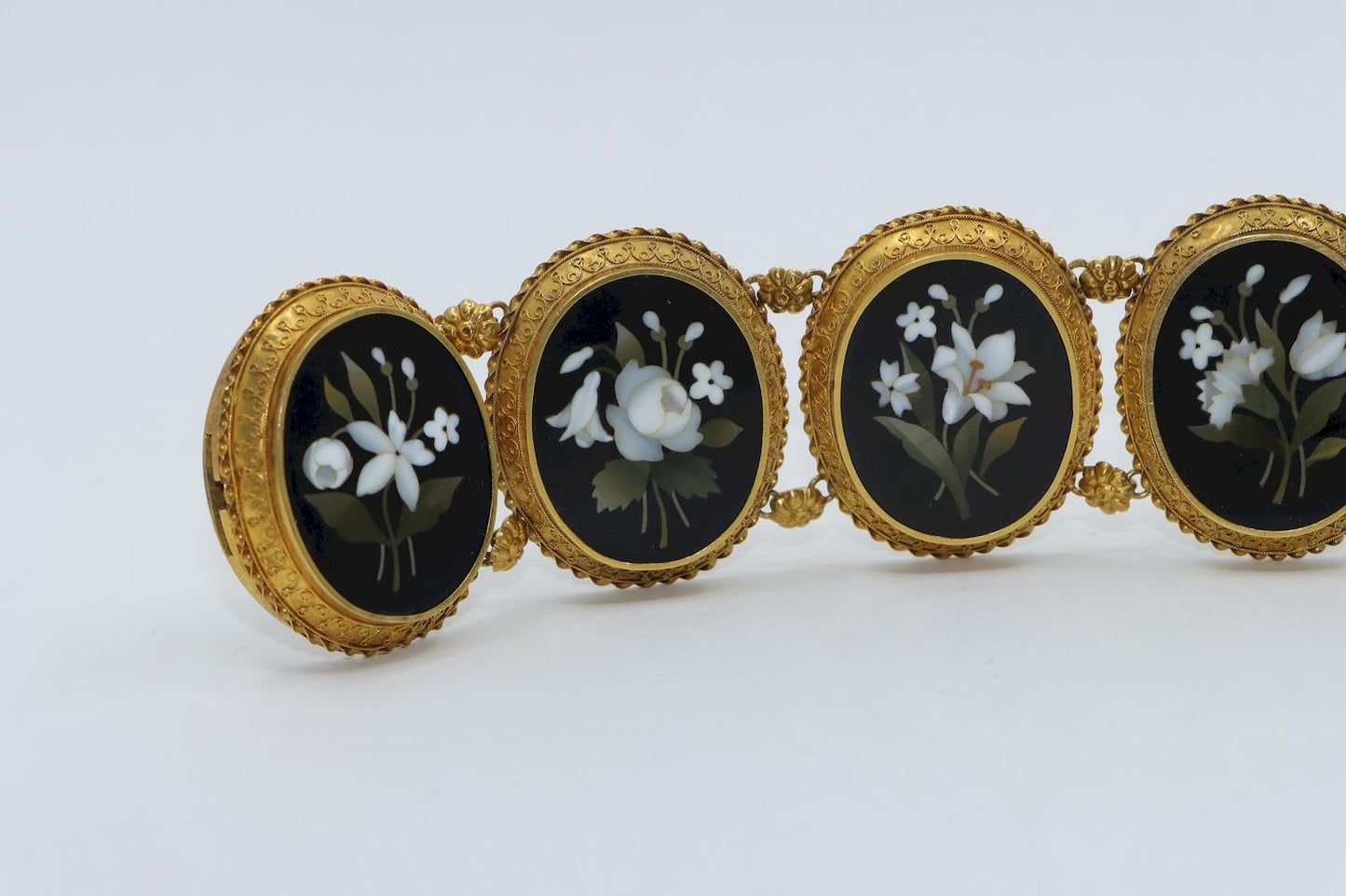 Victorian 18K Gold Pietra Dura Bracelet