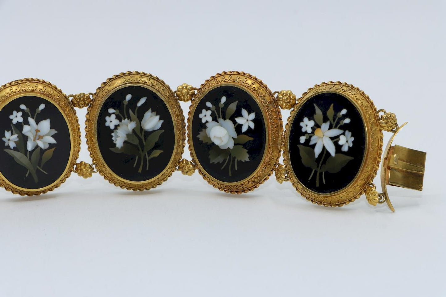 Victorian 18K Gold Pietra Dura Bracelet