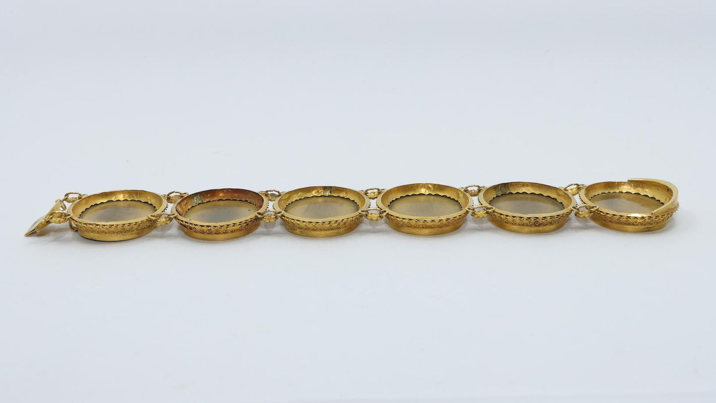 Victorian 18K Gold Pietra Dura Bracelet