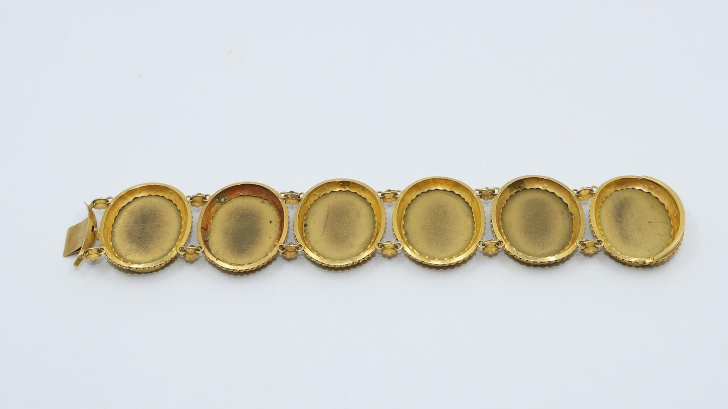 Victorian 18K Gold Pietra Dura Bracelet